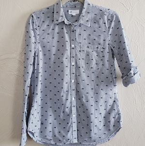 GAP Fitted Boyfriend Shirt Long SL Button Up Clip